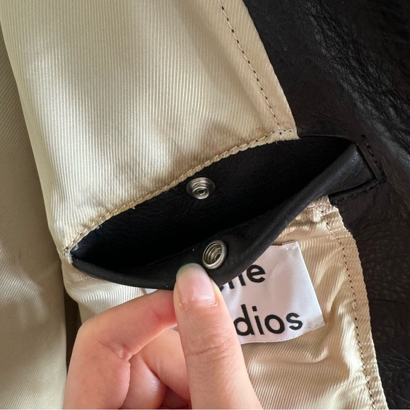 Acne Studios Calf Leather Biker Jacket Black Size 48 - Picture 11 of 16